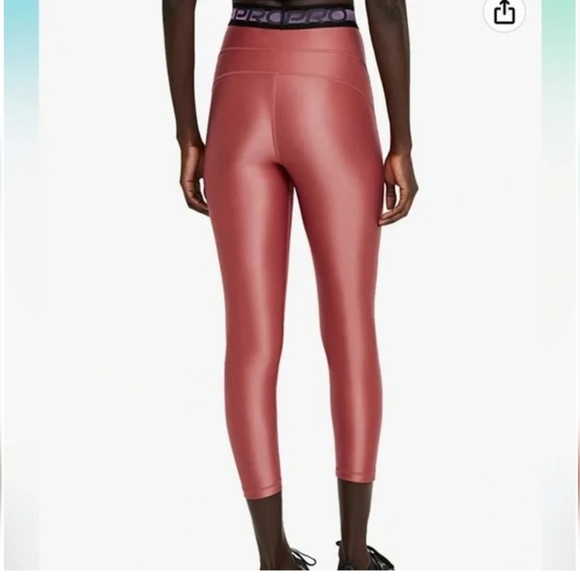 Nike Pro Womens High Waist 7/8 Leggings Tight Fit Canyon Rust - Picture 2 of 2